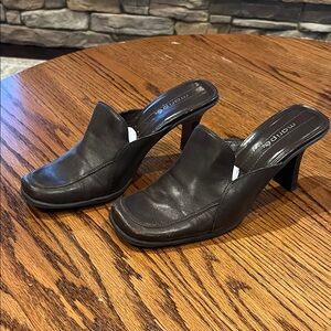 Women’s dress shoes Dark Brown Leather Mules